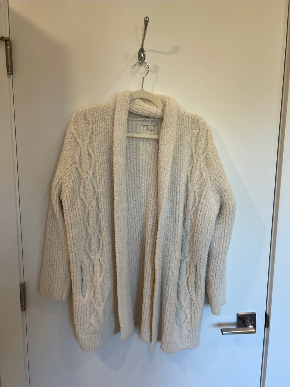 Barefoot Dreams Cream Cable Knit Open-Front Cardigan